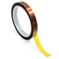 Banda adeziva termorezistenta ingusta tip Kapton pentru sublimare, imprimare 3D sau izolare electrica - 33 m x 10 mm, culoare caramel Banda adeziva termorezistenta ingusta tip Kapton pentru sublimare, imprimare 3D sau izolare electrica - 33 m x 10 mm, culoare caramel